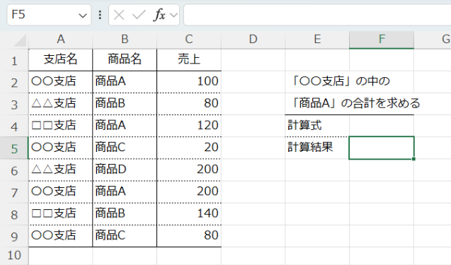 SUMIFS関数の例題2