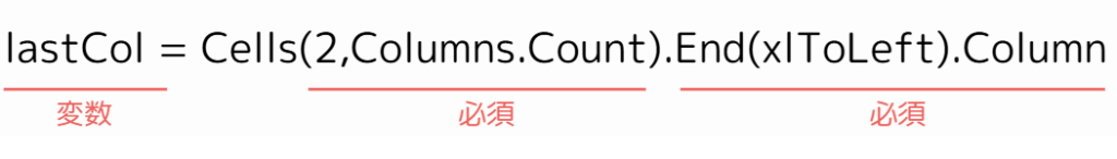 lastCol = Cells(2,Columns.Count).End(xlToLeft).Column