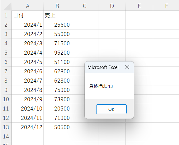 最終行の求めた結果