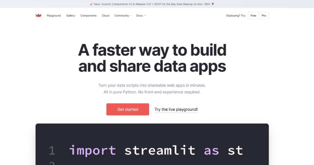 Streamlit公式ホームページ