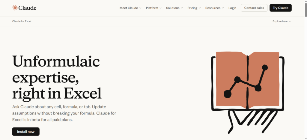 Claude | Unformulaic expertise, right in Excelサイト